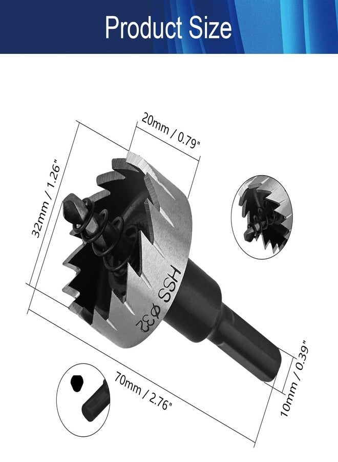 UPTODATETOOLS منشار ثقب من الفولاذ عالي السرعة من UPTODATETOOLS بقطر 32 مم، مثقاب من الفولاذ عالي السرعة بقطر 1.3 بوصة، منشار ثقب للمعادن، مثقاب من الفولاذ عالي السرعة، قاطع مثقاب لقطع الثقوب في الفولاذ المقاوم للصدأ والألومنيوم والخشب - Image 3